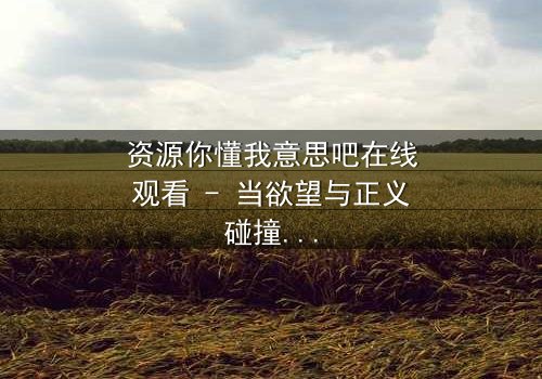 资源你懂我意思吧在线观看 - 当欲望与正义碰撞,谁将主宰命运?