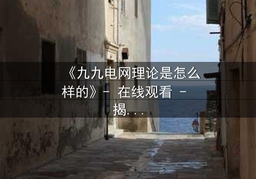 《九九电网理论是怎么样的》- 在线观看 - 揭开人性电网的终极博弈