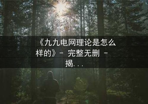 《九九电网理论是怎么样的》- 完整无删 - 揭开人性与科技的终极博弈