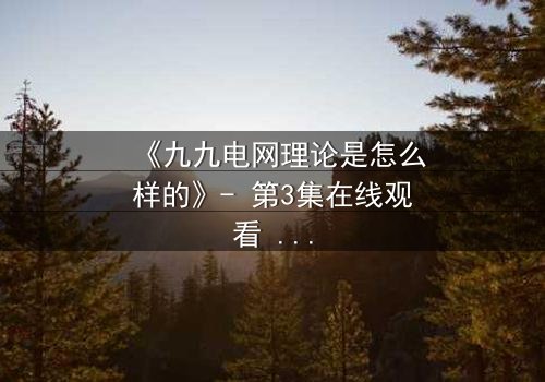 《九九电网理论是怎么样的》- 第3集在线观看 - 揭开人性电网的致命博弈