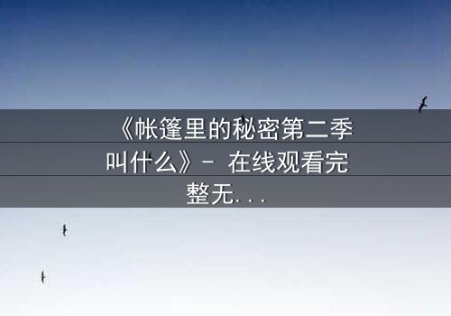 《帐篷里的秘密第二季叫什么》- 在线观看完整无删 - 揭开那场风暴后的惊人真相